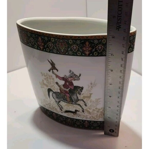 Vtg PT Tirschenreuth Bavaria Cavallo Oval Vase/Planter Man on Horse with Dog - Picture 13 of 14